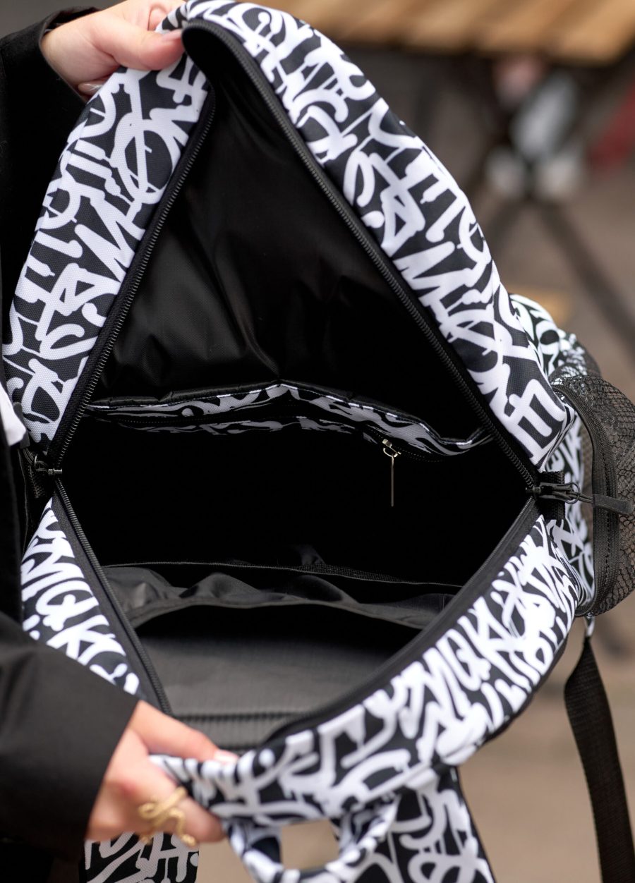 Рюкзак жіночий Sambag Brix PJT з принтом білий з чорним