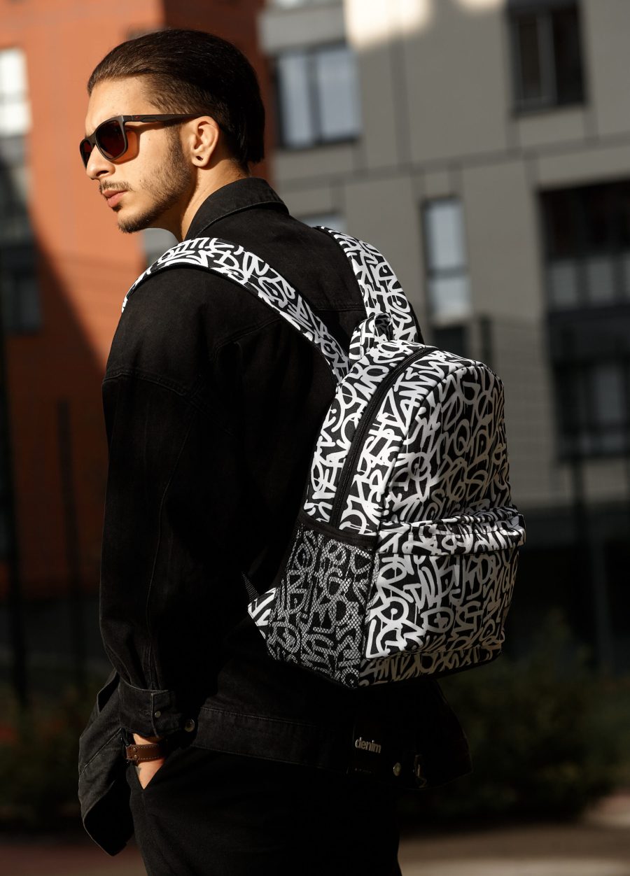 Мужской рюкзак Sambag Brix PJT Сlassic принт белый с черным