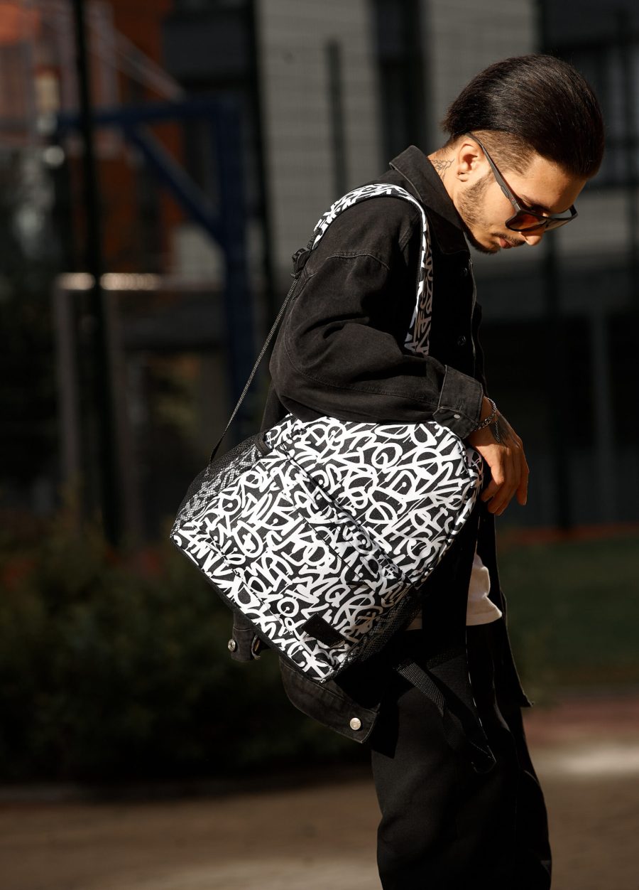 Мужской рюкзак Sambag Brix PJT Сlassic принт белый с черным