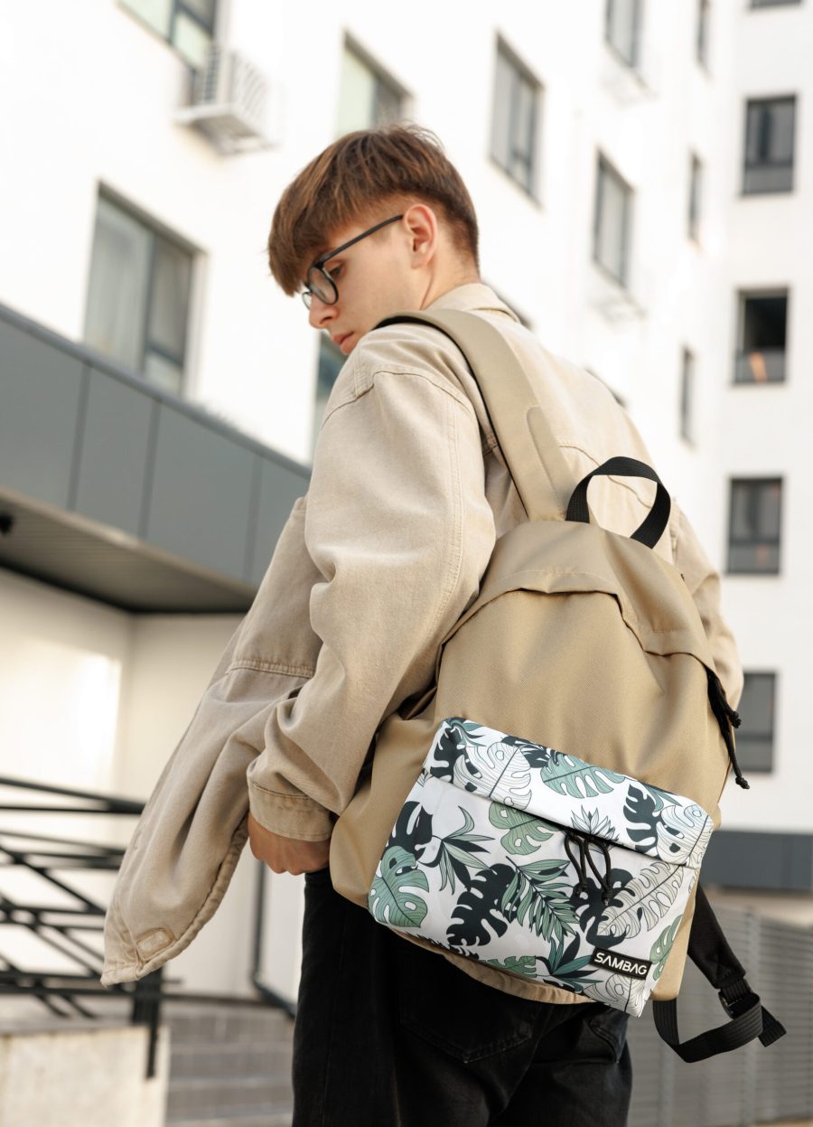 Рюкзак чоловічий Sambag Active з принтом бежевий