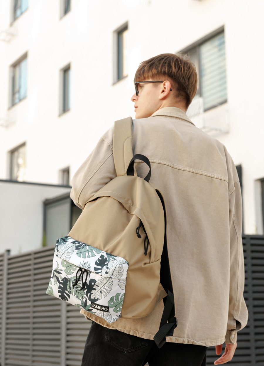 Рюкзак чоловічий Sambag Active з принтом бежевий