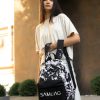 Женский рюкзак Sambag Active с принтом черный с белым