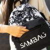 Женский рюкзак Sambag Active с принтом черный с белым