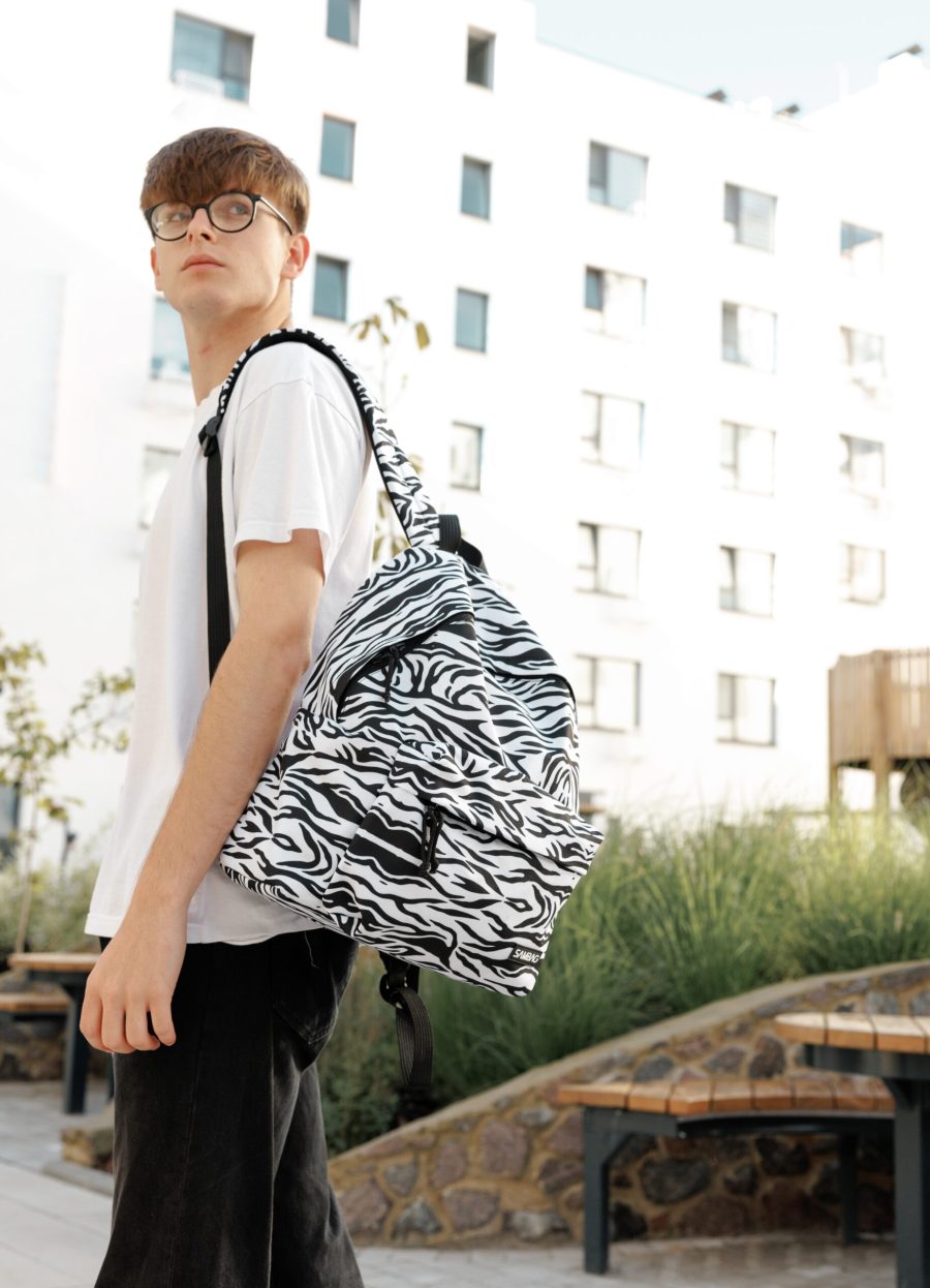 Рюкзак чоловічий Sambag Active з принтом білий з чорним