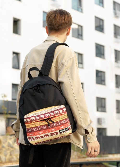 Рюкзак чоловічий Sambag Active чорний тканинний з принтом