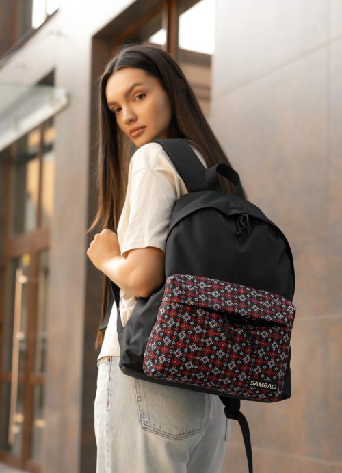 Женский рюкзак Sambag Active с принтом черный