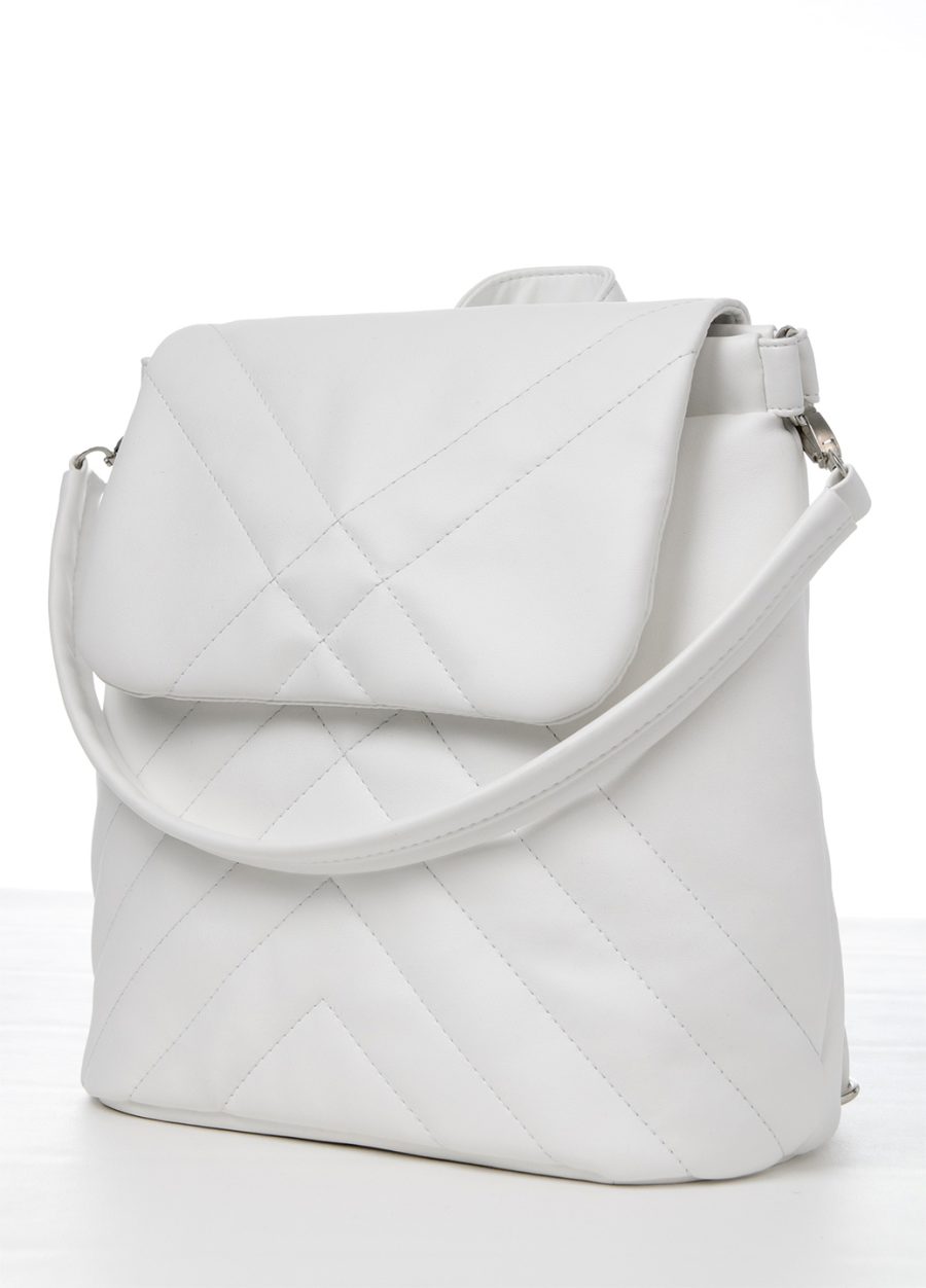Женский рюкзак-сумка Sambag Loft строченая белая
