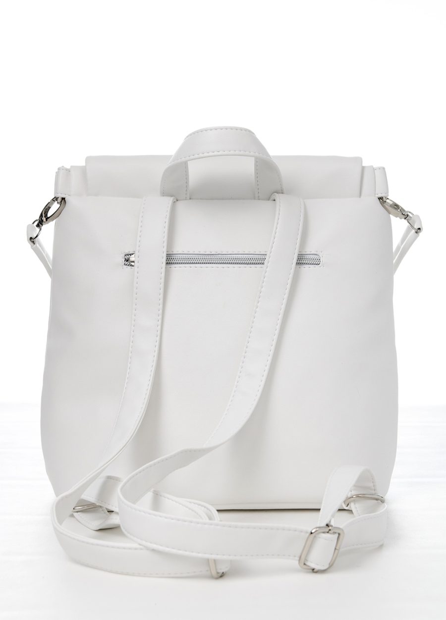 Женский рюкзак-сумка Sambag Loft строченая белая