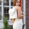 Женский рюкзак-сумка Sambag Loft строченая белая