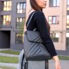 Рюкзак-сумка женская Sambag Loft строченая графитовая