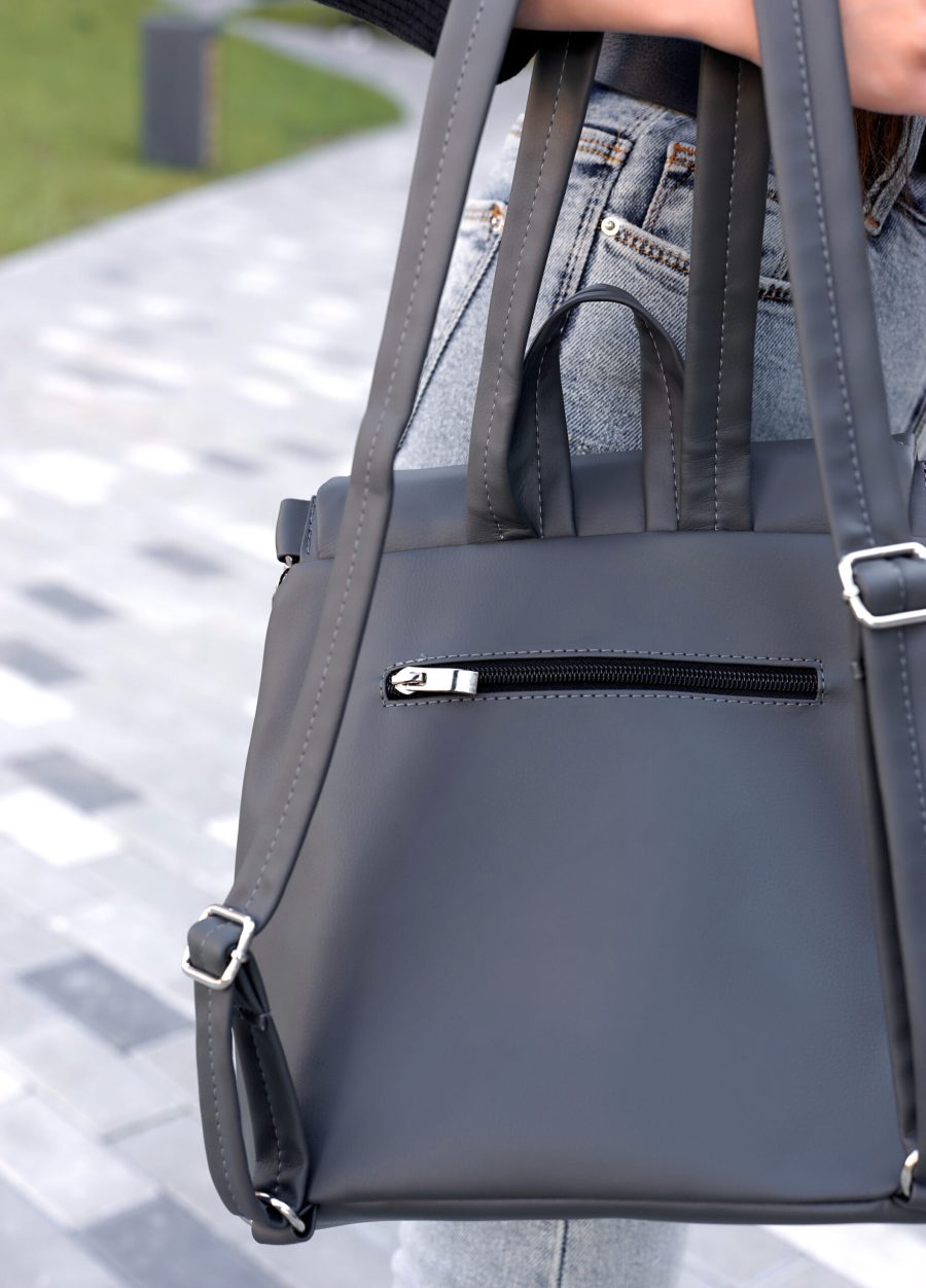 Рюкзак-сумка женская Sambag Loft строченая графитовая