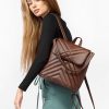 Женский рюкзак-сумка Sambag Loft строченая шоколадная
