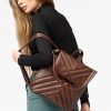 Женский рюкзак-сумка Sambag Loft строченая шоколадная