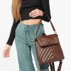 Женский рюкзак-сумка Sambag Loft строченая шоколадная