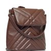 Женский рюкзак-сумка Sambag Loft строченая шоколадная