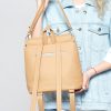 Женский рюкзак Sambag Loft строченая бежевая