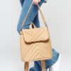 Женский рюкзак Sambag Loft строченая бежевая