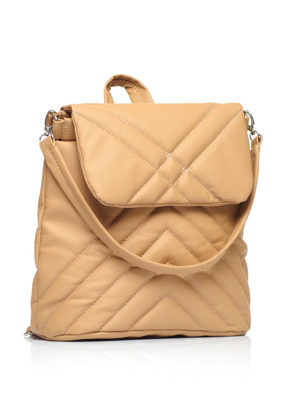 Женский рюкзак Sambag Loft строченая бежевая