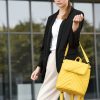 Женский рюкзак-сумка Sambag Loft строченая желтая