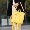 Женский рюкзак-сумка Sambag Loft строченая желтая