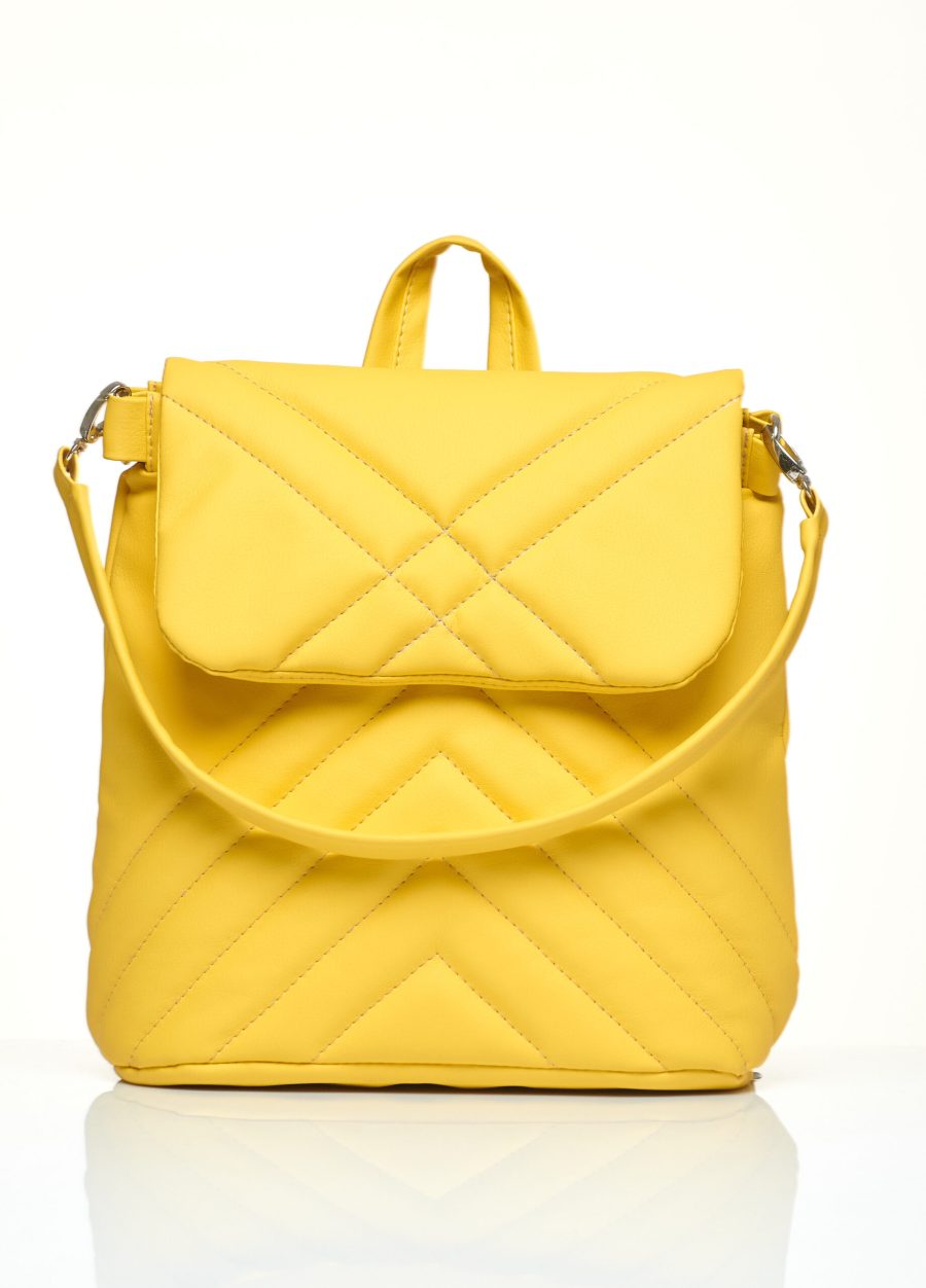 Женский рюкзак-сумка Sambag Loft строченая желтая