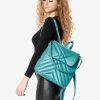 Рюкзак-сумка жіноча Sambag Loft строчена бірюзова