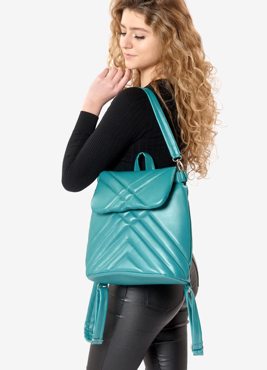 Рюкзак-сумка жіноча Sambag Loft строчена бірюзова