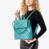 Рюкзак-сумка жіноча Sambag Loft строчена бірюзова