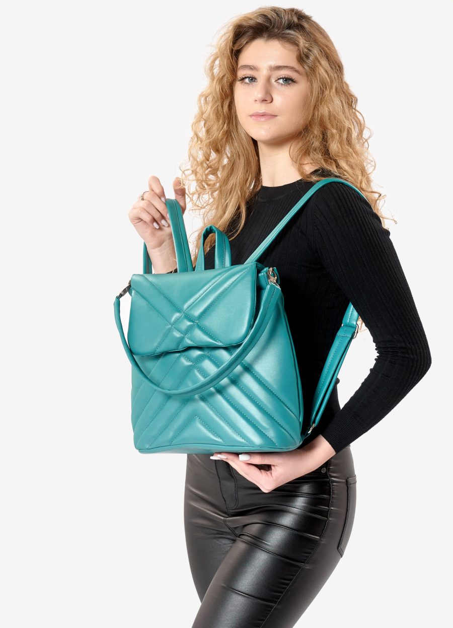 Рюкзак-сумка жіноча Sambag Loft строчена бірюзова