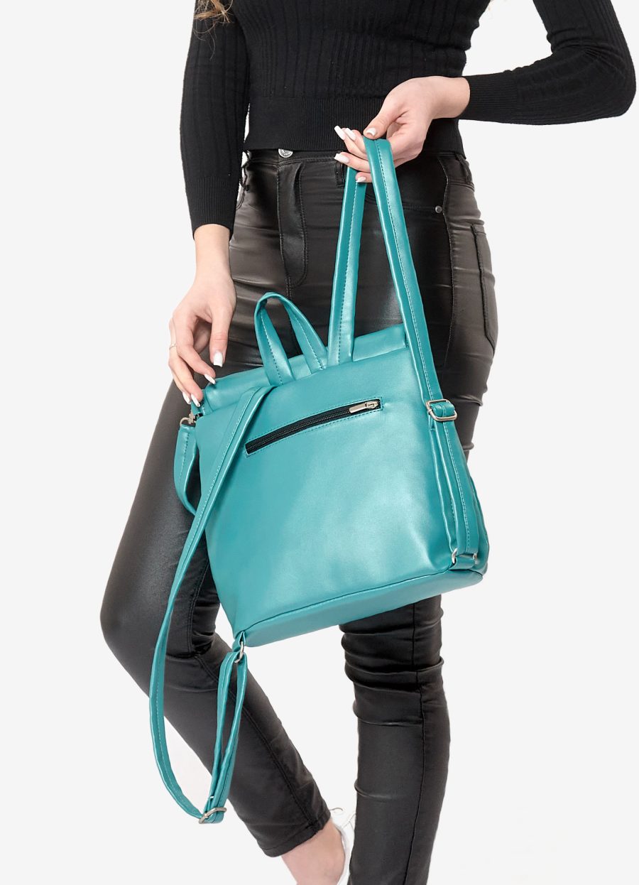 Рюкзак-сумка жіноча Sambag Loft строчена бірюзова