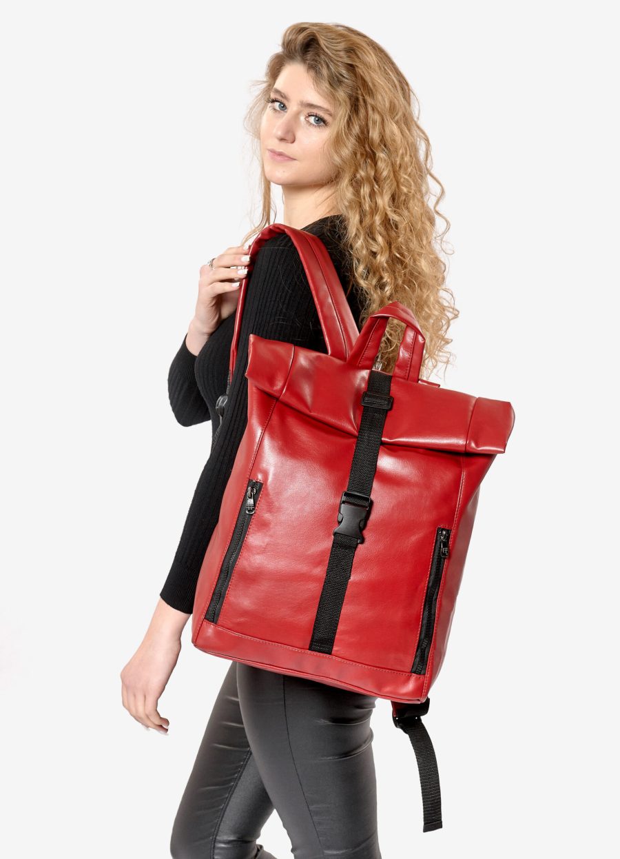 Рюкзак роллтоп жіночий для ноутбука Sambag RollTop червоний