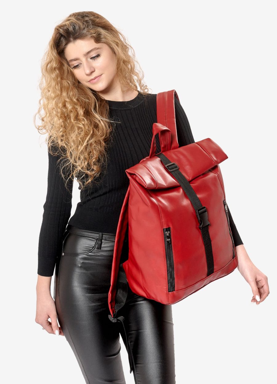 Рюкзак роллтоп жіночий для ноутбука Sambag RollTop червоний