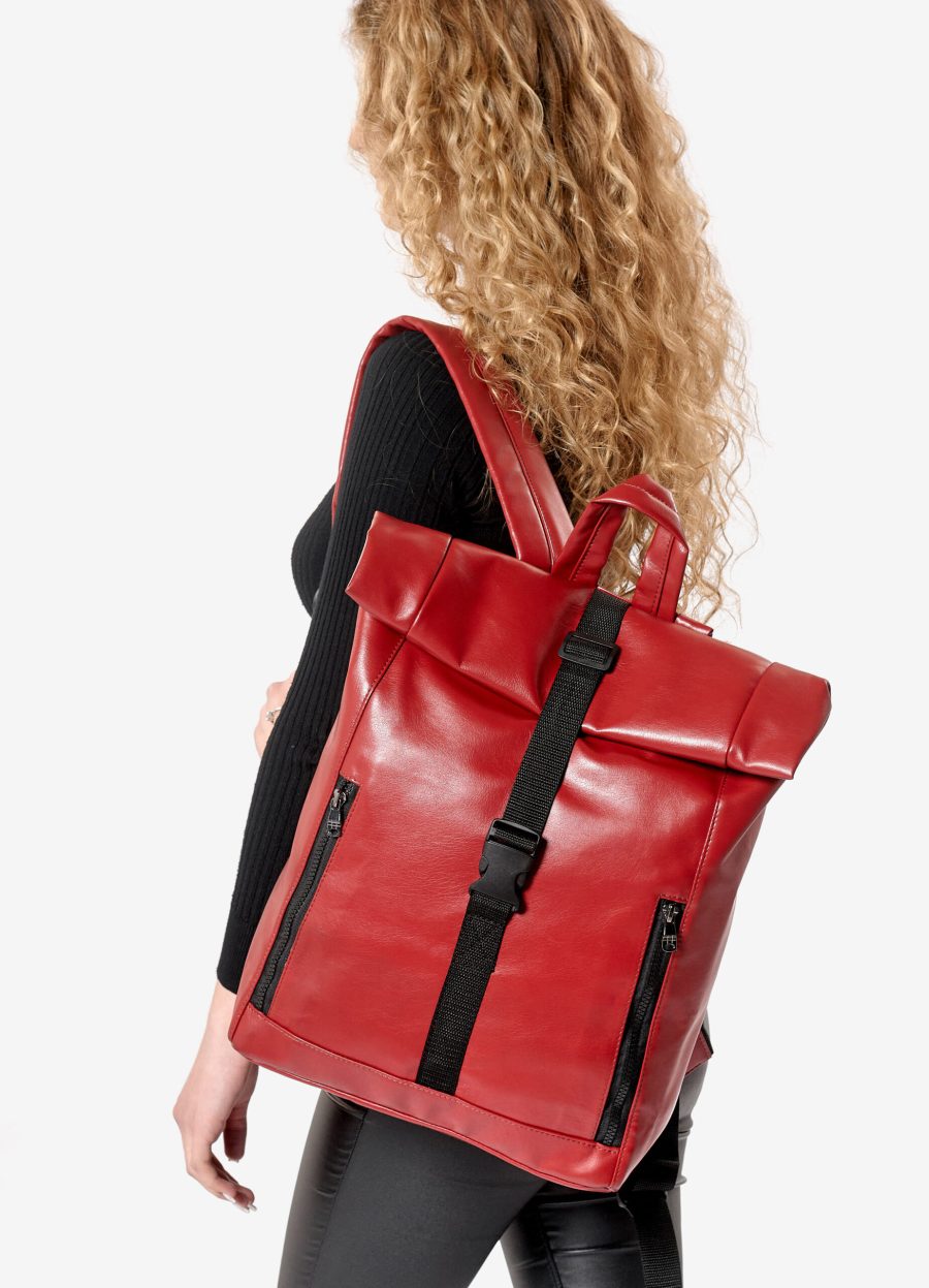 Рюкзак роллтоп жіночий для ноутбука Sambag RollTop червоний