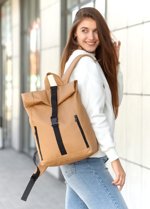 Рюкзак роллтоп жіночий Sambag RollTop One бежевий