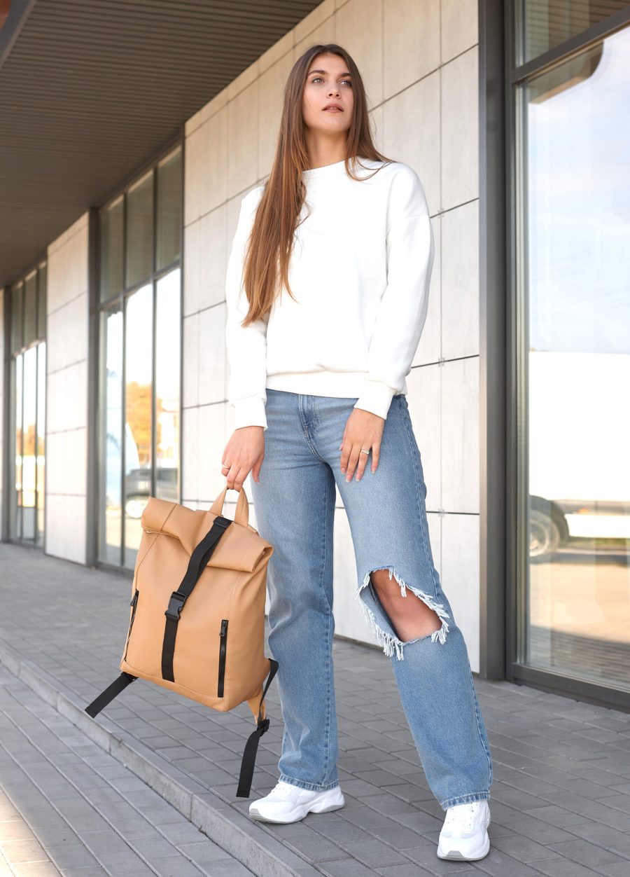 Женский рюкзак роллтоп Sambag RollTop One бежевый