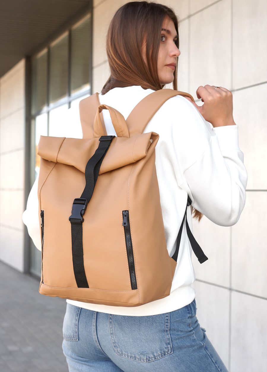 Женский рюкзак роллтоп Sambag RollTop One бежевый
