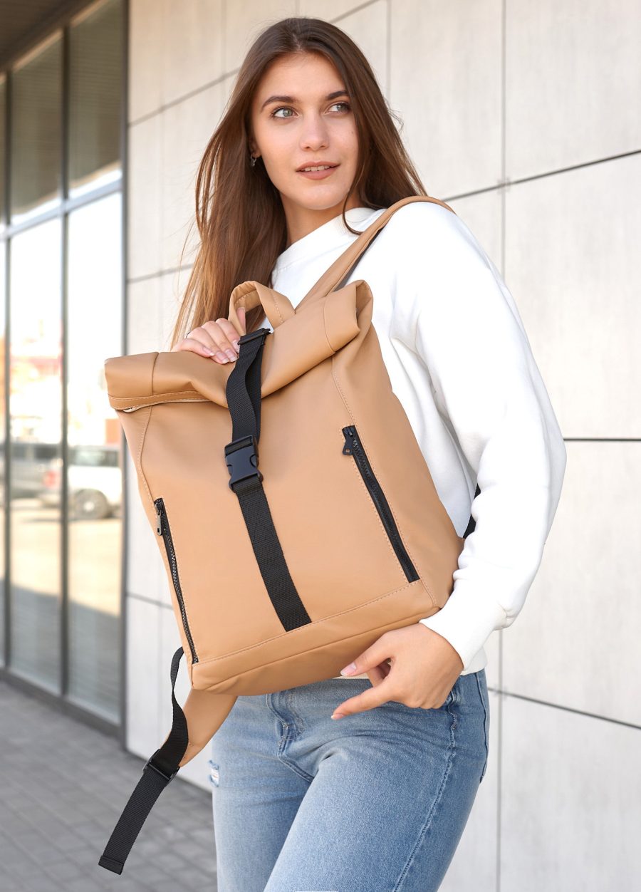 Женский рюкзак роллтоп Sambag RollTop One бежевый
