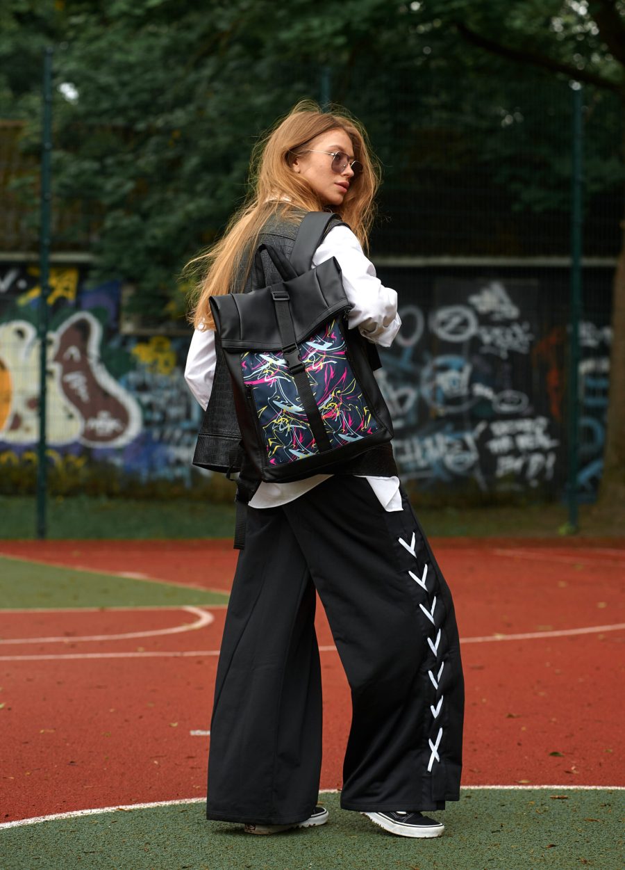 Женский рюкзак Sambag RollTop One с принтом черный