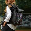 Женский рюкзак Sambag RollTop One с принтом черный