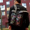 Рюкзак роллтоп чоловічий Sambag RollTop LZT чорний з принтом