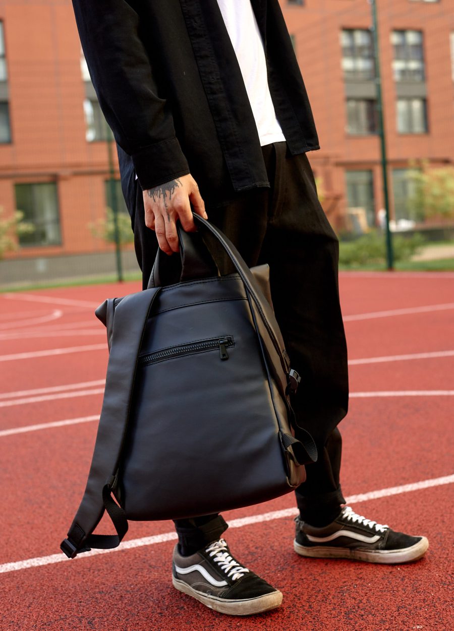Рюкзак роллтоп чоловічий Sambag RollTop LZT чорний з принтом
