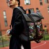 Рюкзак роллтоп чоловічий Sambag RollTop LZT чорний з принтом