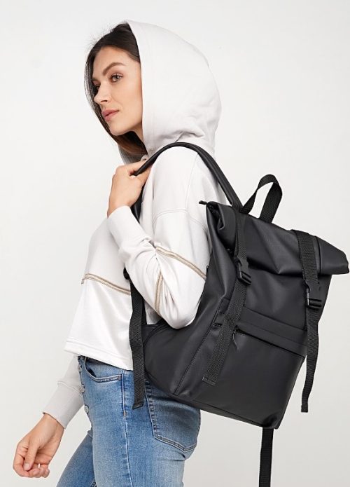 Женский рюкзак Sambag RollTop Milton черный