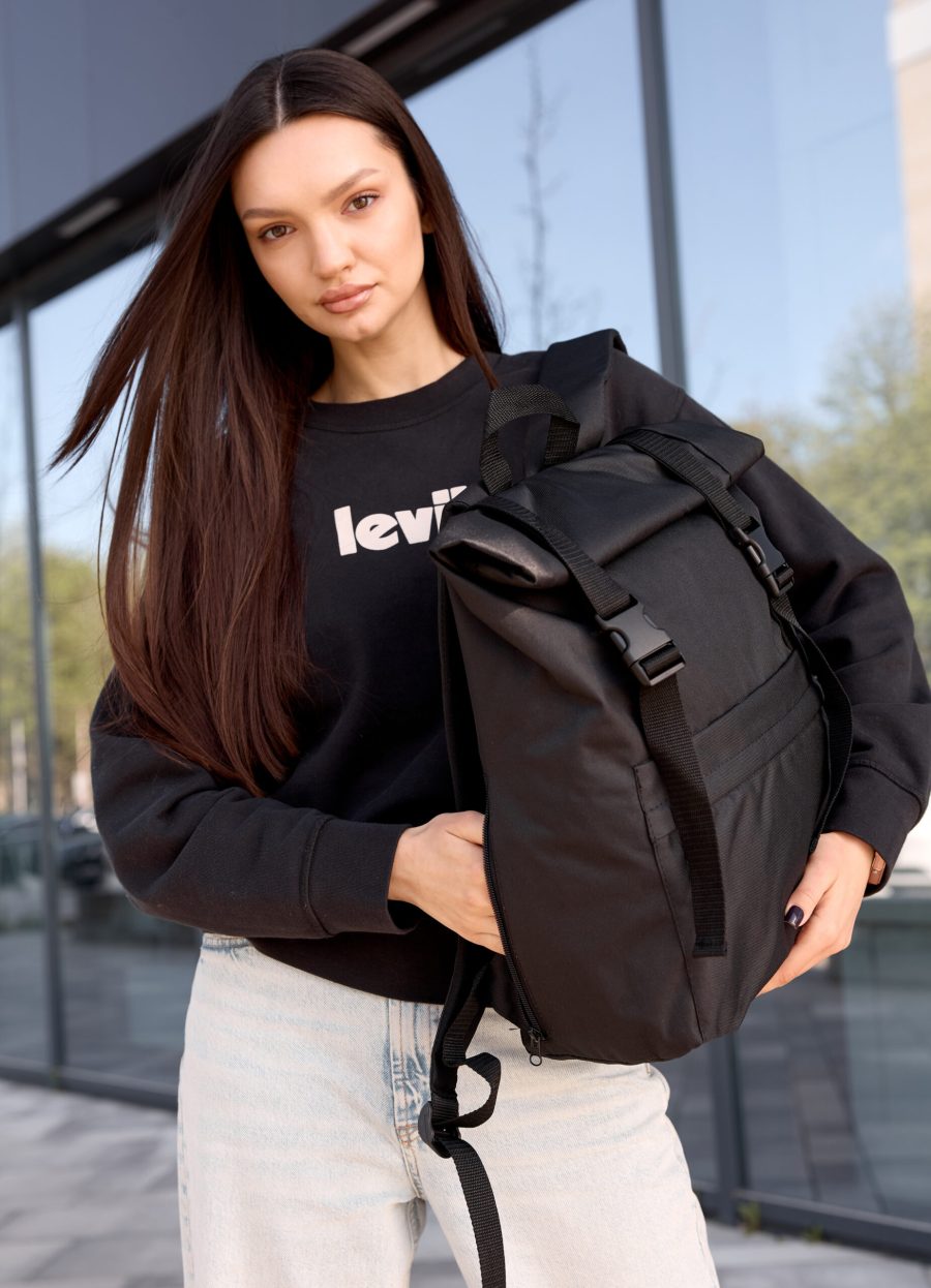 Женский рюкзак роллтоп Sambag RollTop Milton тканевый черный