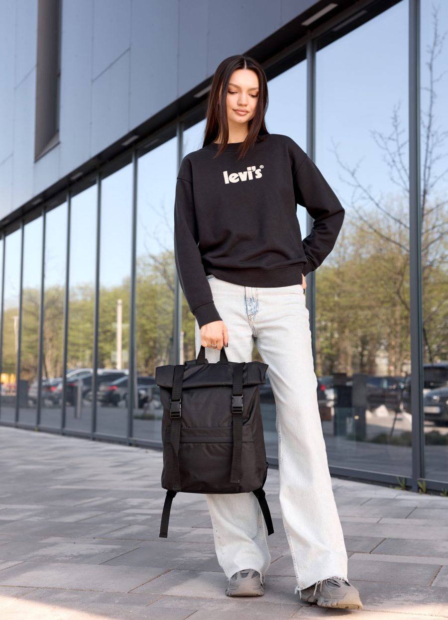 Женский рюкзак роллтоп Sambag RollTop Milton тканевый черный
