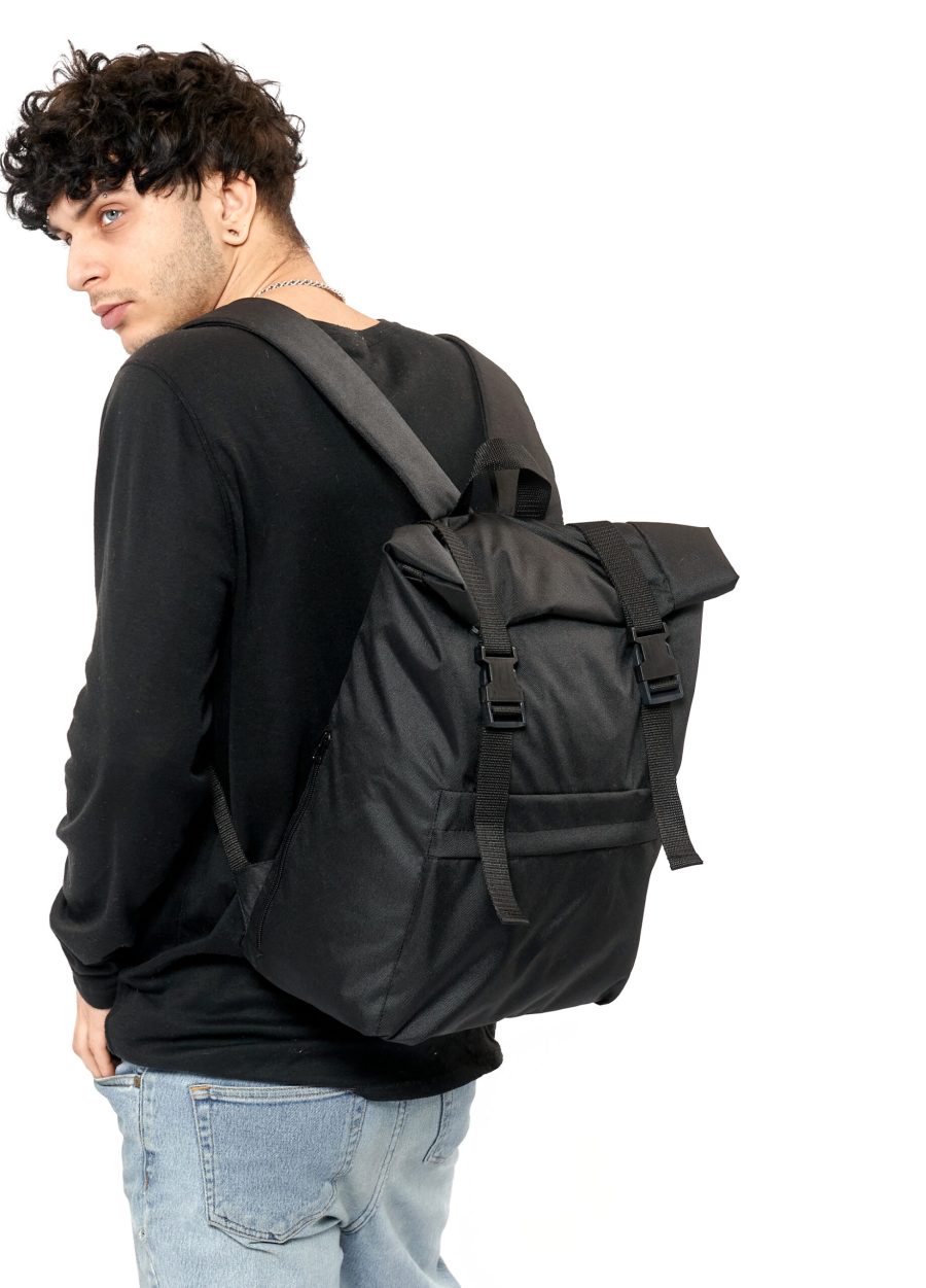 Рюкзак чоловічий Sambag RollTop Milton чорний тканинний