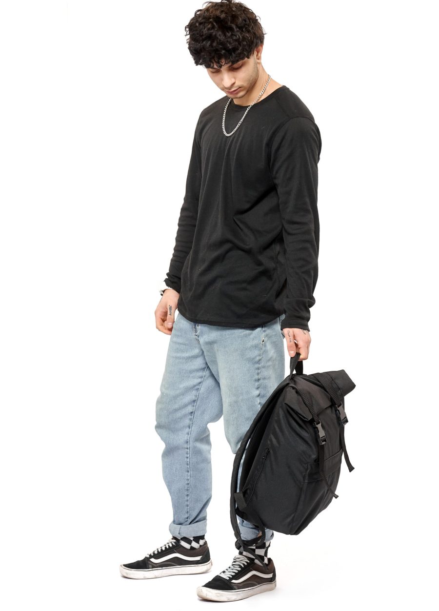 Рюкзак чоловічий Sambag RollTop Milton чорний тканинний