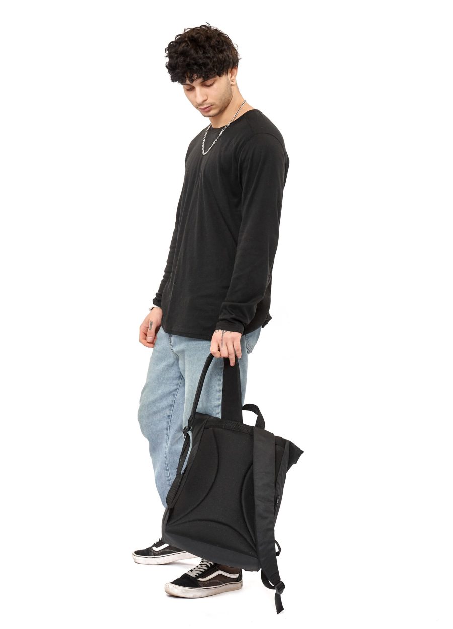 Рюкзак чоловічий Sambag RollTop Milton чорний тканинний