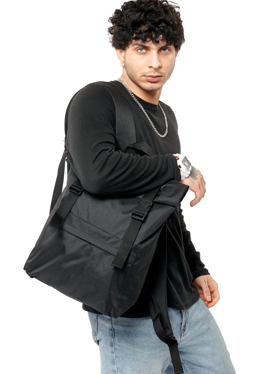 Рюкзак чоловічий Sambag RollTop Milton чорний тканинний