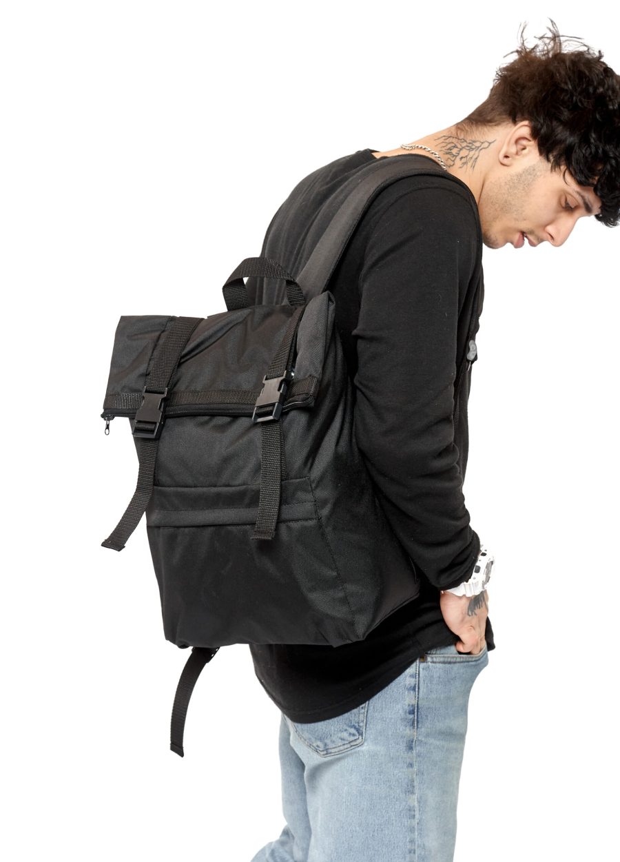 Рюкзак чоловічий Sambag RollTop Milton чорний тканинний